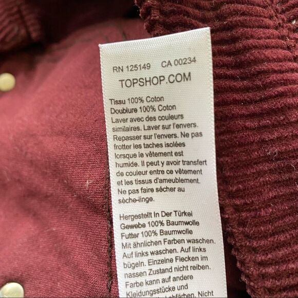 TOPSHOP-BURGUNDY Corduroy High Rise Mom Pants - Picture 10 of 11